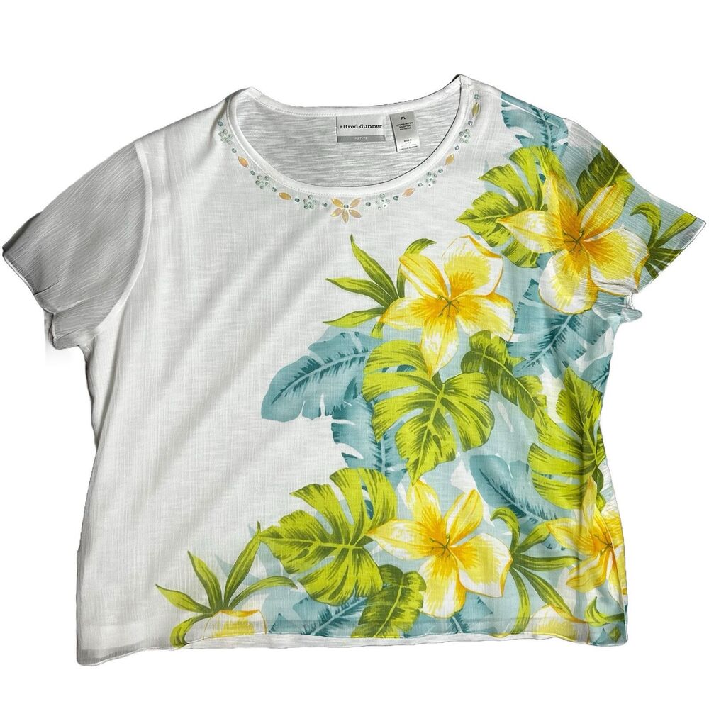 Alfred Dunner Women's Short Sleeve‎ Size PL Tropical Print Top